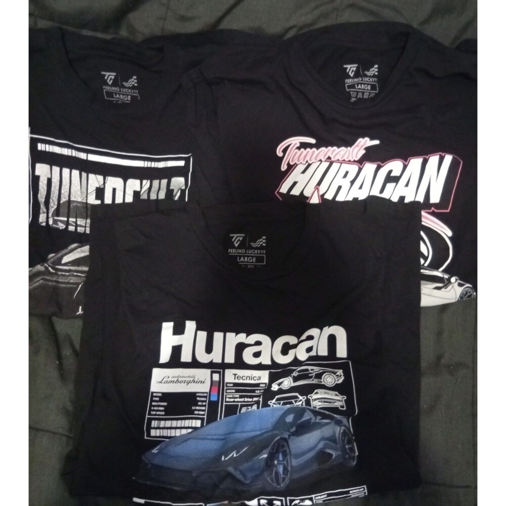 Lot Of 3 Tune Cult Lamborghini Huracan T-shirts - Size Large